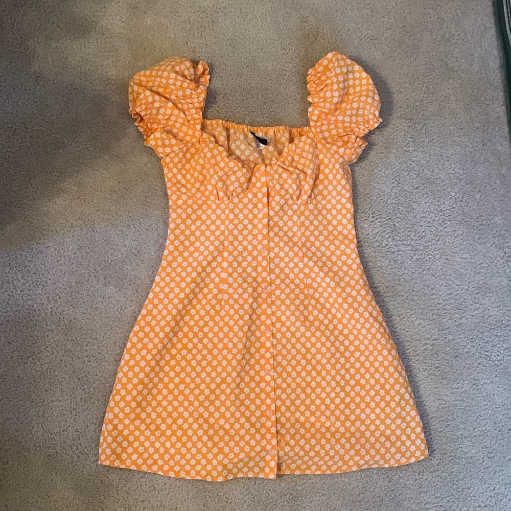 orange floral milkmaid dress